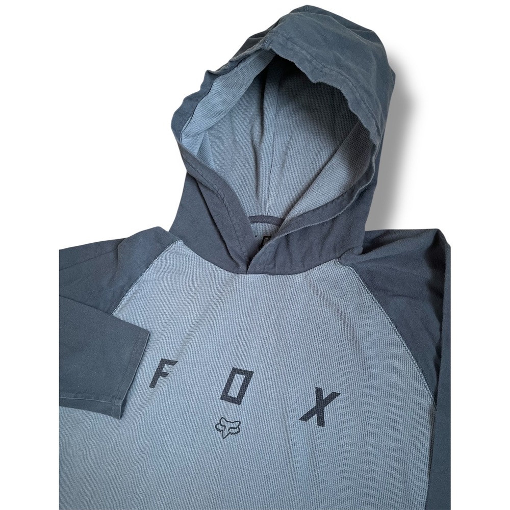Fox Racing‎ Mens Long Sleeve Hoodie Thermal Raglan Gray Mens XL Sweatshirt
